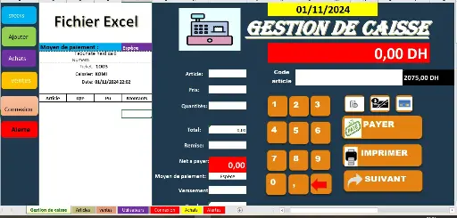 Caisse enregistreuse avec gestion des stocks